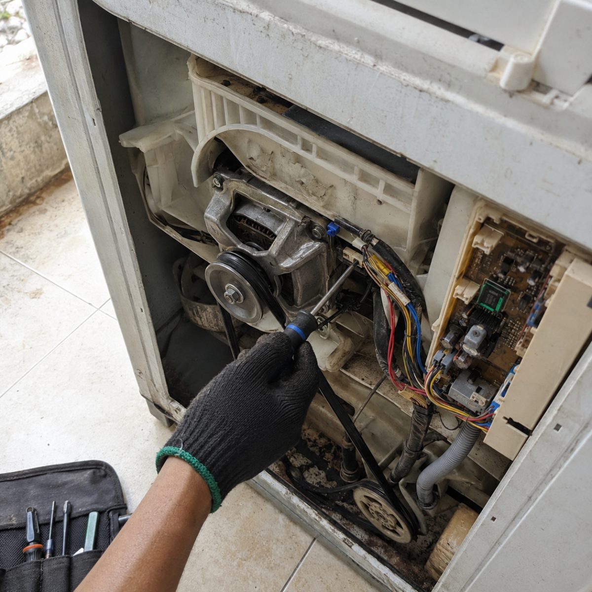 Pengecekan motor dan wiring mesin cuci